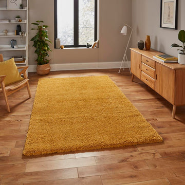 Yellow Super Soft Shaggy Luxury Floor Rug 5cm Long Pile